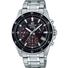 卡西欧（CASIO）全国联保男表商务休闲EFV-540钢带皮带防水三眼石英指针日历手表 EFV-540D-1A(银色钢带款)