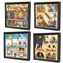 哲高积木壁画拼装场景休闲会所挂墙画创意摆件儿童玩具 打火石框内画-572PCS