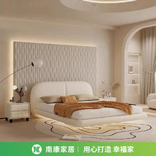 南康家具 NANKANG FURNITURE NC 南康家具床 现代简约悬浮布艺床羊羔绒双人床1.8米1.5米主次卧大床婚床