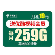 中国电信 电信卡无限流量卡全国不限量卡手机卡0月租大王卡上网卡电话卡日租卡电信流量卡