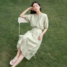 对白 夏装优雅新中式半身裙