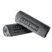 绿田（LUTIAN）汽车用品洗车擦车抹布毛巾吸水收水下蜡除尘车用家用 汽美巾30*40cm（灰底绿边）