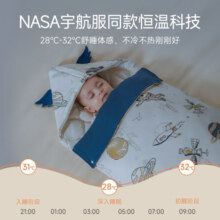 贝肽斯婴儿睡袋抱被春秋款夹棉被子新生儿睡巢包被初生襁褓防惊跳包巾 秋冬中厚建议10-20°C呦呦鹿鸣 S码 90cm以下年龄0-7个月