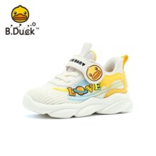 B.Duck小黄鸭童鞋儿童学步鞋春季新款男童防滑运动鞋幼童时尚休闲鞋潮 米色 28码 适合脚长16.5-17.0cm