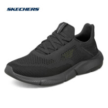 斯凯奇（Skechers）轻盈舒适一脚蹬男子轻便透气休闲运动鞋210281 BBK全黑色 40