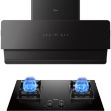 美的（Midea）抽油烟机家用烟灶套装 厨房侧吸式油烟机燃气灶25大吸力变频油烟机灶具套装脱排抽油烟机JA7 烟灶联动套装【搭5.0KW猛火灶】液化气