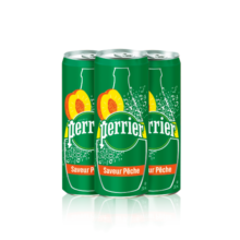 巴黎水（Perrier ）法国原装进口 桃子味气泡矿泉水 250ml*30罐 整箱装