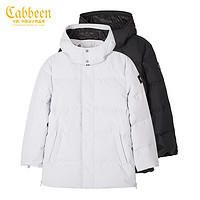 Cabbeen 卡宾 男装字母印花连帽羽绒服潮流保暖大衣外套3224154008