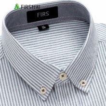杉杉（FIRS）牛津纺衬衫男长袖【100%棉】中青年时尚休闲简约百搭耐磨条纹衬衣 灰条纹 44