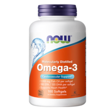 诺奥(NOW Foods)深海鱼油高含量软胶囊 无腥味 1000mg Omega-3 DHA EPA 100粒 美国进口