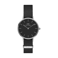 丹尼尔惠灵顿（DanielWellington）DW女表银色边尼龙带32mm黑盘生日礼物送女友DW00100216