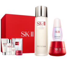SK-II神仙水230ml+新一代面霜80g+小灯泡精华30ml+眼霜15g 护肤套装sk2