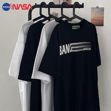 NASAOVER NASA美式高街印花纯棉短袖t恤男女夏季oversize宽松百搭情侣上衣