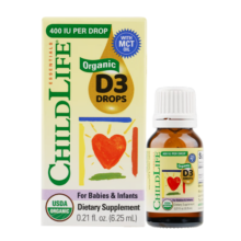 童年时光 ChildLife 有机D3维生素0防腐D3滴剂 有机MCT油 促进钙质吸收 维生素D 进口6.2ml/瓶 【1瓶】