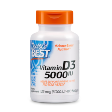 doctors best 多特倍斯 阳光活性维生素D3胶囊180粒强健骨骼 男女成人孕妇vitamind3补钙vd3 金达威