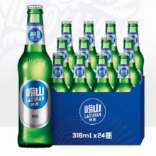 青岛崂山啤酒经典小瓶装 316ml*24瓶整箱*2件+赠王子380*6苹果苏打水*1件