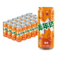 PLUS会员、需凑单：美年达 可乐 Mirinda 橙味汽水 碳酸饮料 细长罐 330ml*24听