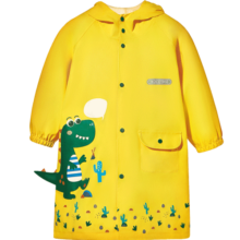 kocotree儿童雨衣女男童宝宝雨衣幼儿园学生雨衣卡通可爱连帽防水雨具雨披 黄色小恐龙【经典版】 M（身高95-110cm，3-4岁）
