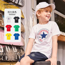 京东PLUS：CONVERSE 匡威 男童短袖t恤 正黑色-(圆标经典) 140cm/(S)