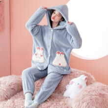芬腾 睡衣女秋冬珊瑚绒加厚保暖粉黛兔IP家居服睡衣套装 冰兰