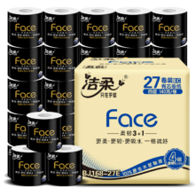 PLUS会员：洁柔黑Face卷纸4层加厚140g 27卷整箱