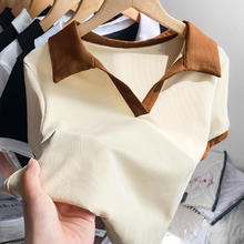 JEANSWEST 真维斯 夏季纯棉V领polo衫短款撞色