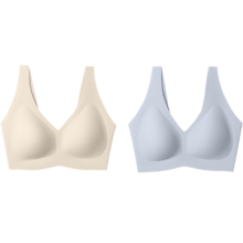 PLUS会员：ubras 2件装 新品无尺码免拆内衣女 柔灰紫+燕麦奶 均码（A-C杯）