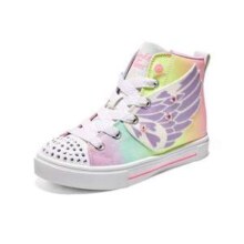 Skechers 斯凯奇 女中大童复古炫酷拉链闪钻带灯中帮板鞋314785L