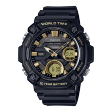 卡西欧（CASIO）【八角小怪兽】时尚防水数字双显运动休闲男表 AEQ-120W-9AVDF