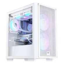 Thermaltake（Tt）启航者F4 白色 Mini小机箱水冷电脑主机（支持MATX主板/钢化玻璃侧透/铁网面板/支持背线）