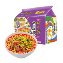 PLUS会员：统一 巧面馆 老坛酸菜牛肉面速食 120克*5袋*4件