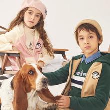 Hush Puppies 暇步士 儿童撞色摇粒绒连帽开衫外套 2色（105~170码）