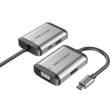 威迅（VENTION) Type-C扩展坞USB-C转HDMI/VGA转换器手机Macbook电脑4k投屏转接头分线器拓展坞四合一TFAHB