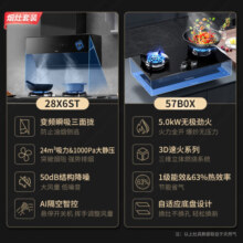 老板（Robam）抽油烟机灶具套装 变频大吸力24立方语音控制家用吸油烟机燃气灶两件套 烟灶套装 【搭配5.2kW猛火灶】28X6ST+57B0X