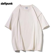 DAFTPUNK 疯庞克 200g重磅纯棉短袖t恤男夏季精梳棉宽松纯色白色不透点打底衫半袖