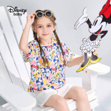 京东百亿补贴：DISNEY 迪士尼 儿童女童短袖套装印花T恤短裤运动套装