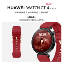 华为 WATCH GT4（41mm）幻夜黑黑色氟橡胶+活力红经典GT表带