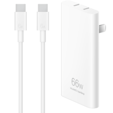PLUS会员：HUAWEI 华为 P0009 氮化镓充电器 Type-C 66W+双Type-C 6A 数据线 0.5m 白色 线充套装