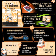 COLORFIREMEOW R15 24 七彩虹15.6英寸锐龙R7游戏笔记本 (R7-8845HS 16G 512G RTX4070 165HZ 2.5K）