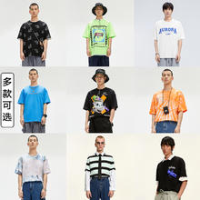 GXG 男装夏季潮流印花圆领情侣字母短袖T恤