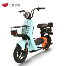 五星钻豹电动车 新国标48V13AH黑金电池电瓶车轻便两轮电动自行车 A8 源彩浅蓝/源彩橙