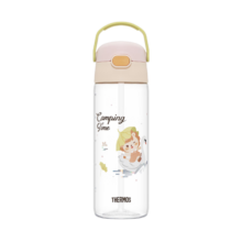 膳魔师（THERMOS）儿童水杯幼儿园提手学生喝水杯春夏吸管杯宝宝水壶出行杯露营郊游 粉天鹅 600ml （带提手）