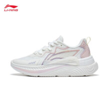 李宁（LI-NING）青游丨休闲女鞋运动生活轻量减震回弹复古潮流休闲鞋 香槟白/柔沙粉-4 37
