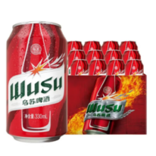 PLUS会员！WUSU 乌苏啤酒 大红乌苏  烈性 啤酒整箱装 330mL 24罐