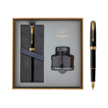 派克（PARKER）高端钢笔签字笔 商务送礼男女生日礼物 卓尔磨砂黑金夹钢笔/墨水笔+墨水礼盒