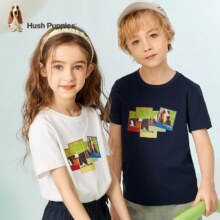 PLUS会员：暇步士（Hush Puppies）童装男女短袖圆领衫 本白 130cm
