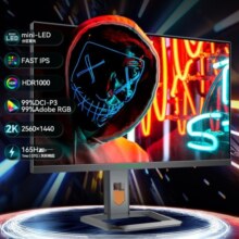 泰坦军团 27英寸2K游戏电竞显示器MiniLED技术 FastIPS屏广色域升降旋转HDR1000 165Hz 27A6MR 银黑色