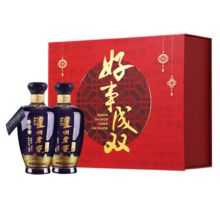 再降价、22日12点：LUZHOULAOJIAO 泸州老窖 好事成双 蓝花瓷 头曲 52度 浓香型白酒 500ml*2瓶 组套