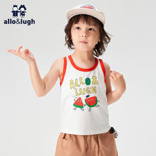 allo&lugh 阿路和如 男儿童童装背心无袖T恤2024夏季新款中大童卡通印花背心