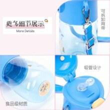 名锐（MINGRUI）儿童水杯吸管杯运动水壶大容量塑料杯女学生大容量高颜值可爱 600ml冰琪淋款-蓝色